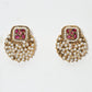Rajwada Pink And White Alloy Pearl Earrings For Women