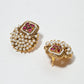 Rajwada Pink And White Alloy Pearl Earrings For Women