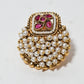 Rajwada Pink And White Alloy Pearl Earrings For Women