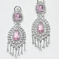Rajwada Pink And Silver Alloy Stone Earrings For Women