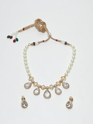 Rajwada White Alloy Pearl And Stone Jewellery Set For Women
