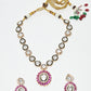 Rajwada Pink And Green Alloy Stone Jewellery Set For Women