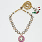 Rajwada Pink And Green Alloy Stone Jewellery Set For Women