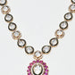 Rajwada Pink And Green Alloy Stone Jewellery Set For Women