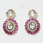 Rajwada Pink And Green Alloy Stone Jewellery Set For Women