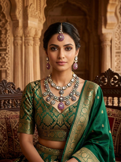 Rajwada Multi Colour Alloy Stone Jewellery Set For Women