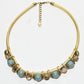 Rajwada Golden And Teal Blue PU Embellished Jewellery Set For Women