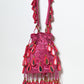 Rajwada Dark Pink Suede Cutdana And Mirror Embellished Potli For Women