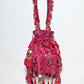 Rajwada Dark Pink Suede Cutdana And Mirror Embellished Potli For Women