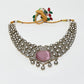 Rajwada Pink And White Alloy Stone Jewellery Set For Women