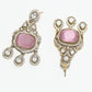 Rajwada Pink And White Alloy Stone Jewellery Set For Women