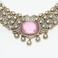 Rajwada Pink And White Alloy Stone Jewellery Set For Women