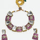 Rajwada Pink And White Alloy Stone Jewellery Set For Women