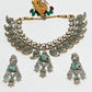 Rajwada White And Green Alloy Stone Jewellery Set For Women