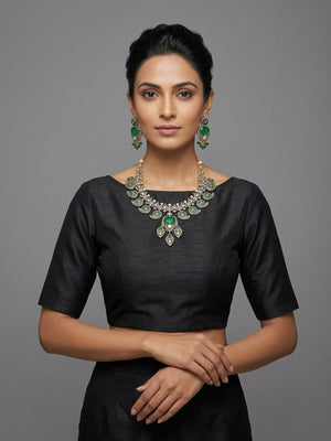 Rajwada White And Green Alloy Stone Jewellery Set For Women