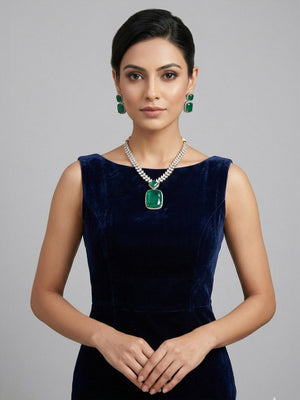 Rajwada Green Alloy Stone Jewellery Set For Women