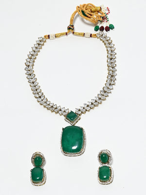 Rajwada Green Alloy Stone Jewellery Set For Women