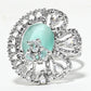 Rajwada Aqua Green And White Alloy Embellished Ring For Women
