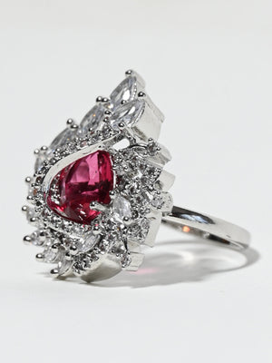 Rajwada Pink And White Alloy Embellished Ring For Women