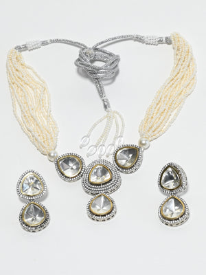 Rajwada White Alloy Stone Jewellery Set For Women