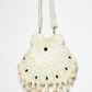 Rajwada White Suede Pearl Embellished Potli For Women