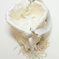 Rajwada White Suede Pearl Embellished Potli For Women