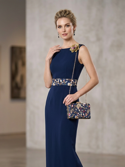 Rajwada Navy Blue Suede Floral Embroidery Embroidered Clutch For Women