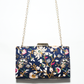 Rajwada Navy Blue Suede Floral Embroidery Embroidered Clutch For Women