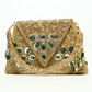 Rajwada Cream Suede Cutdana And Mirror Work Embellished Clutch For Women