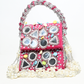 Rajwada Pink Suede Pearl And Mirror Embellished Clutch For Women