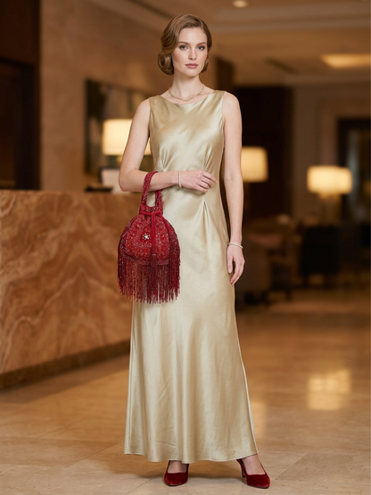 Rajwada Maroon Suede Cutdana Embellished Potli For Women