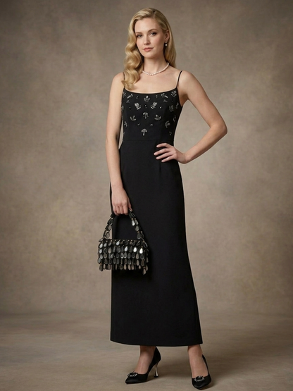 Rajwada Black Suede Cutdana And Mirror Embellished Clutch For Women