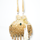Rajwada Cream Suede Pearl Embellished Potli For Women