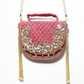 Rajwada Maroon Suede Stone And Cutdana Embellished Clutch For Women