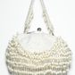Rajwada White Suede Stone And Pearl Embellished Potli For Women