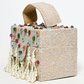Rajwada Off White Suede Pearl Embellished Clutch For Women