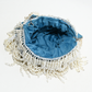 Rajwada Teal Blue Suede Pearl Embellished Potli For Women