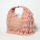 Rajwada Light Pink Suede Pearl And Stone Embellished Clutch For Women