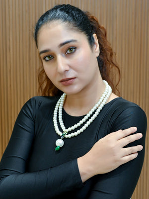 Rajwada White & Green Alloy Embellished Neckpiece For Women