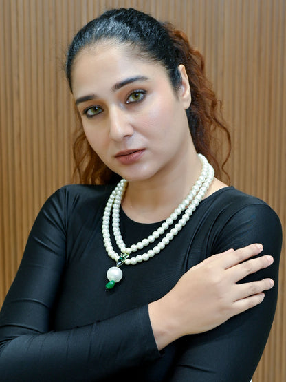 Rajwada White & Green Alloy Embellished Neckpiece For Women