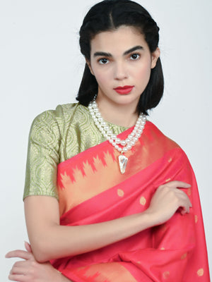 Rajwada White Alloy Beaded Pearl Embellished Neckpiece For Women
