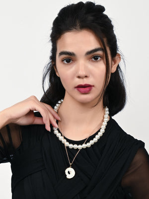 Rajwada White Alloy Beaded Pearl And Stone Embellished Neckpiece For Women