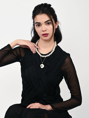 Rajwada White Alloy Beaded Pearl And Stone Embellished Neckpiece For Women