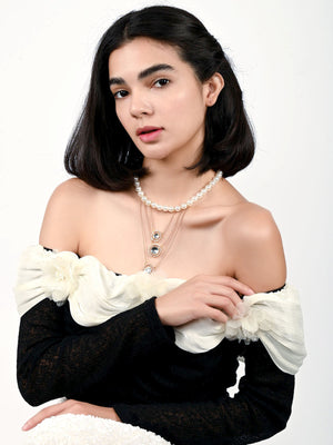 Rajwada White Alloy Beaded Pearl And Stone Embellished Neckpiece For Women