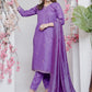 Rajwada Dark Lavender Rayon Embroidered Kurta Set For Women