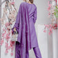 Rajwada Dark Lavender Rayon Embroidered Kurta Set For Women