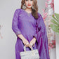 Rajwada Dark Lavender Rayon Embroidered Kurta Set For Women