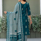 Rajwada Deep Teal Cotton Blend Printed Kurta Set For Women