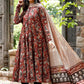 Rajwada Maroon Rayon Printed Kurta Set For Women