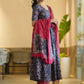 Rajwada Navy Blue Rayon Printed Kurta Set For Women